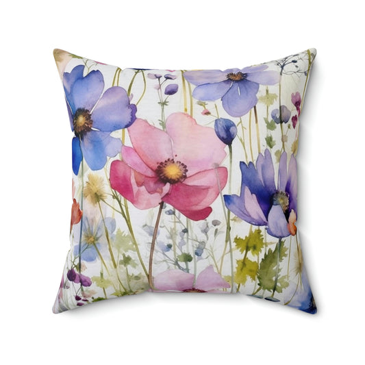 Wildflowers Filled Pillow with Insert, Watercolor Floral Square Throw Accent Decorative Room Decor Floor Sofa Couch Cushion Starcove Fashion