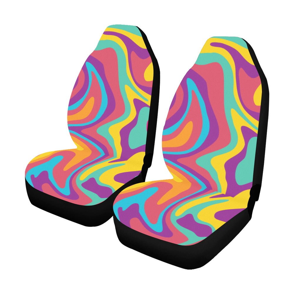 Psychedelic Seat Covers 2 pc, Colorful Party Groovy Trippy Funky Pattern Front Seat Covers Vehicle Car SUV Truck Seat Protector Accessory Starcove Fashion