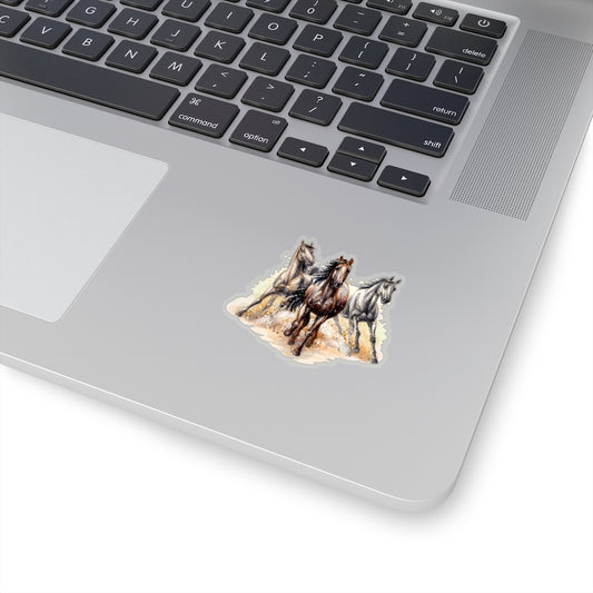 Three horses Sticker, Gallop Running Watercolor Cute Decal Label Phone Macbook Small Large Cool Art Computer Hydro Flask Starcove Fashion