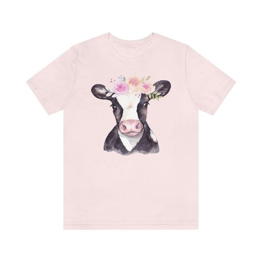 Pretty Cow Tshirt, Flowers Watercolor Country Farm Girl Men Women Adult Aesthetic Graphic Crewneck Tee Top Starcove Fashion