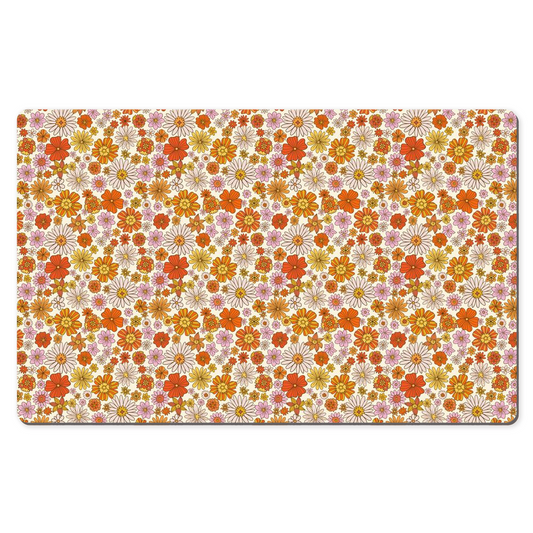 Groovy Flowers Desk Mat, Floral Art Small Extra Large Wide Gaming Keyboard Mouse Unique Office Computer Laptop Pad Starcove Fashion