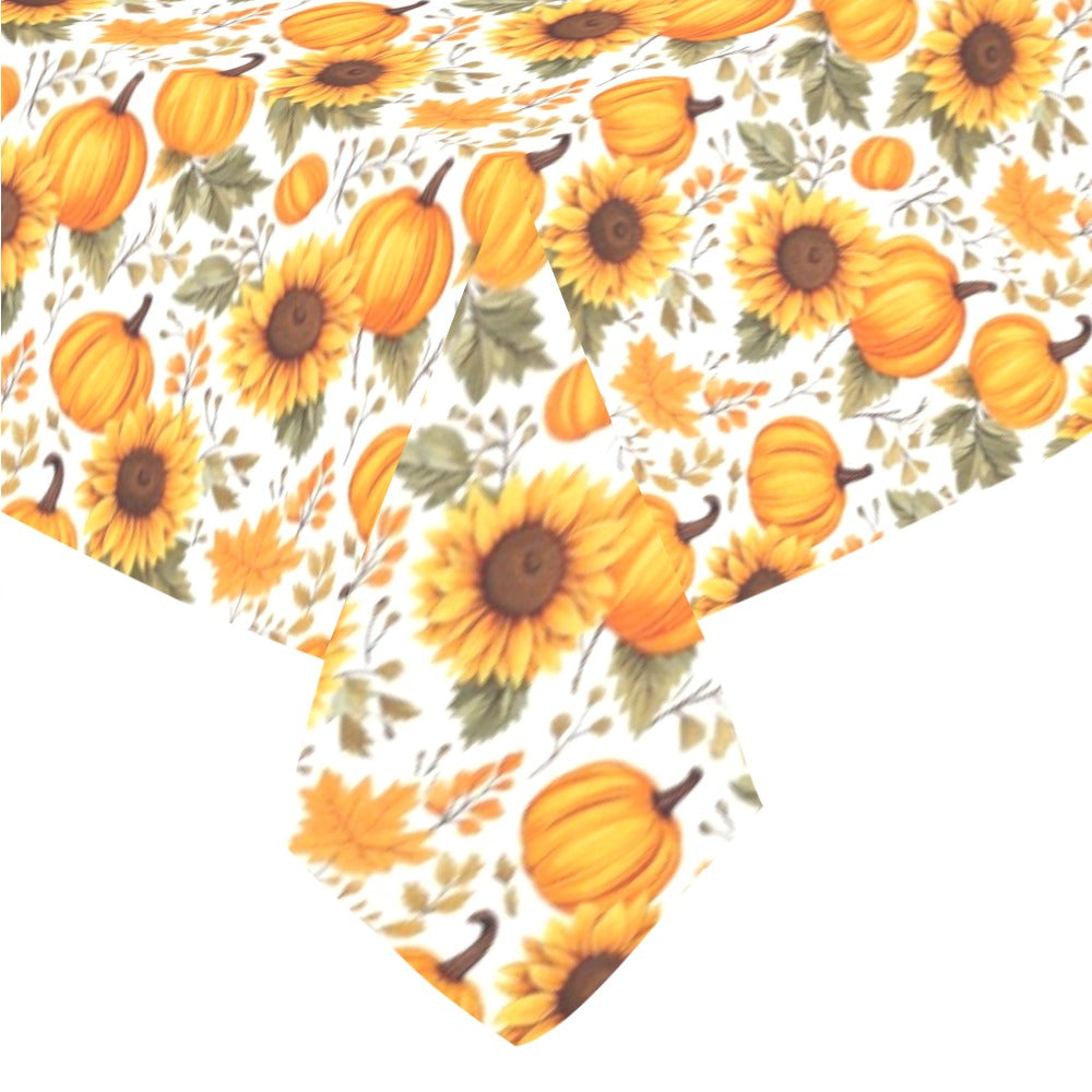 Pumpkins Sunflowers Tablecloth, Thanksgiving Fall Leaves Linen Rectangle Home Decor Decoration Cloth Table Cover Dining Room Party Starcove Fashion