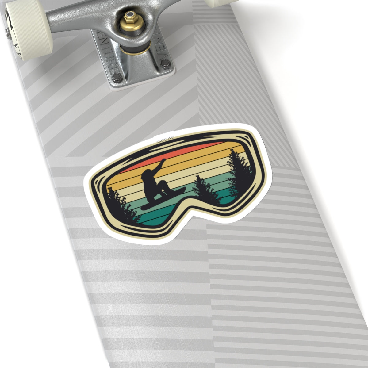 Snowboarder Jumping Sticker, Goggles Vintage Retro Mountain Boarding Laptop Vinyl Waterbottle Tumbler Car Bumper Wall Mural Decal Starcove Fashion