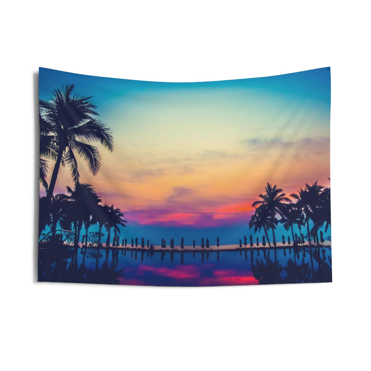 Tropical Palm Trees Pool Tapestry, Sunset Landscape Indoor Wall Art Hanging Tapestries Large Small Decor Home Dorm Room Gift Starcove Fashion