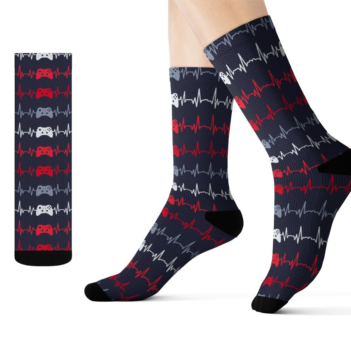 Gamer Heartbeat Socks, 3D Sublimation Socks Video Game Gaming Lover Console Women Men Funny Fun Novelty Cool Funky Crazy Unique Gift Starcove Fashion