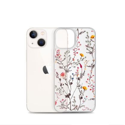 Botanical Wild Flowers Clear iPhone 14 13 12 Pro Max Case, Print Cute Aesthetic iPhone 11 Mini SE XS XR X 8 7 Plus Phone Transparent Starcove Fashion
