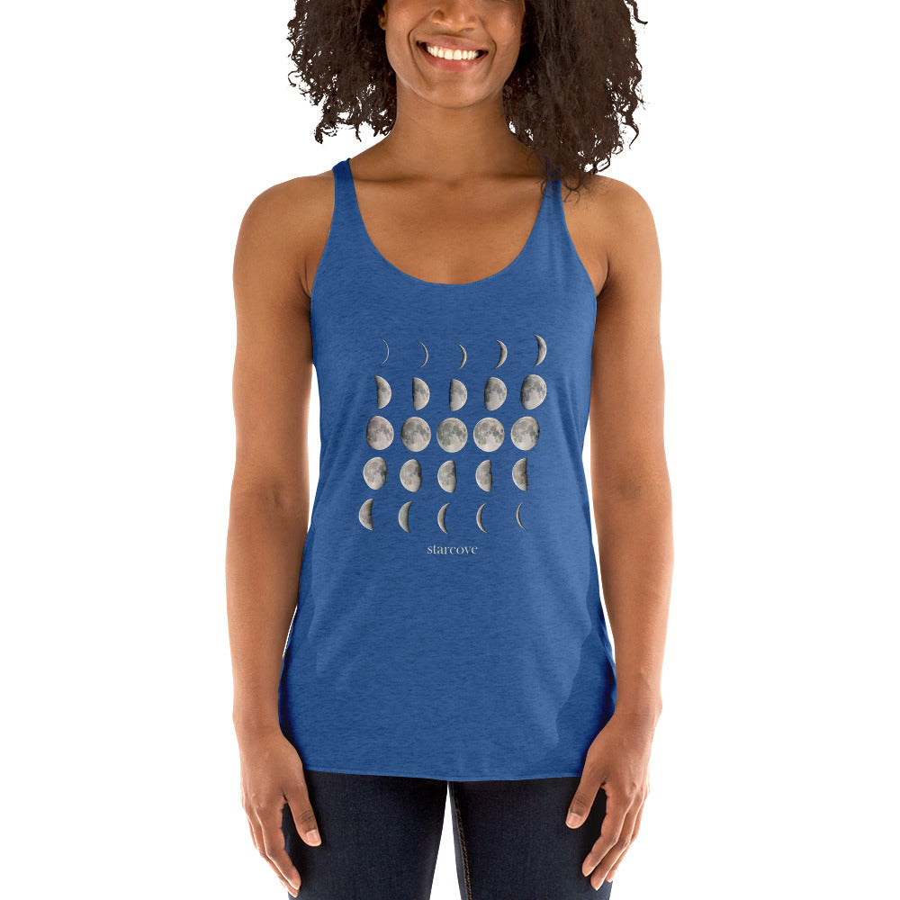 Moon Phases Shirt Tank Top Women, Sleeveless Celestial Print Calendar Full Half Moon Tshirt Racerback Tank Top Starcove Fashion