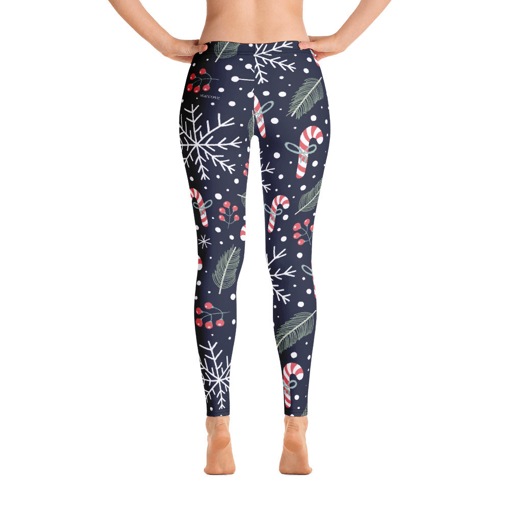 Mommy and Me Christmas Leggings for Women, Matching Girls Outfit Holiday Candy Cane Snowflakes Winter Yoga Pants Daughter Plus Size Tights Starcove Fashion