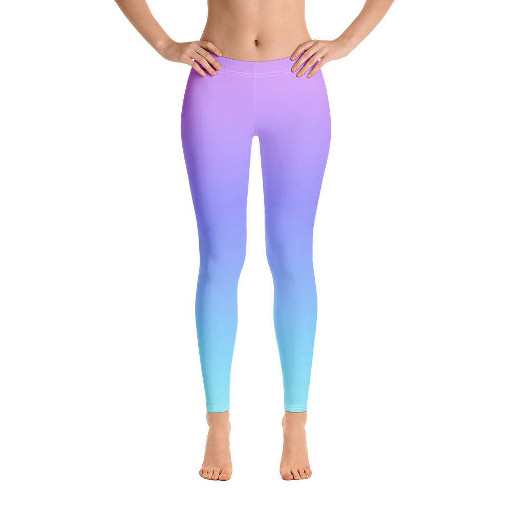 Ombre Violet Pink Blue Leggings, Gradient Tie Dye Printed Yoga Pants C –  Starcove Fashion