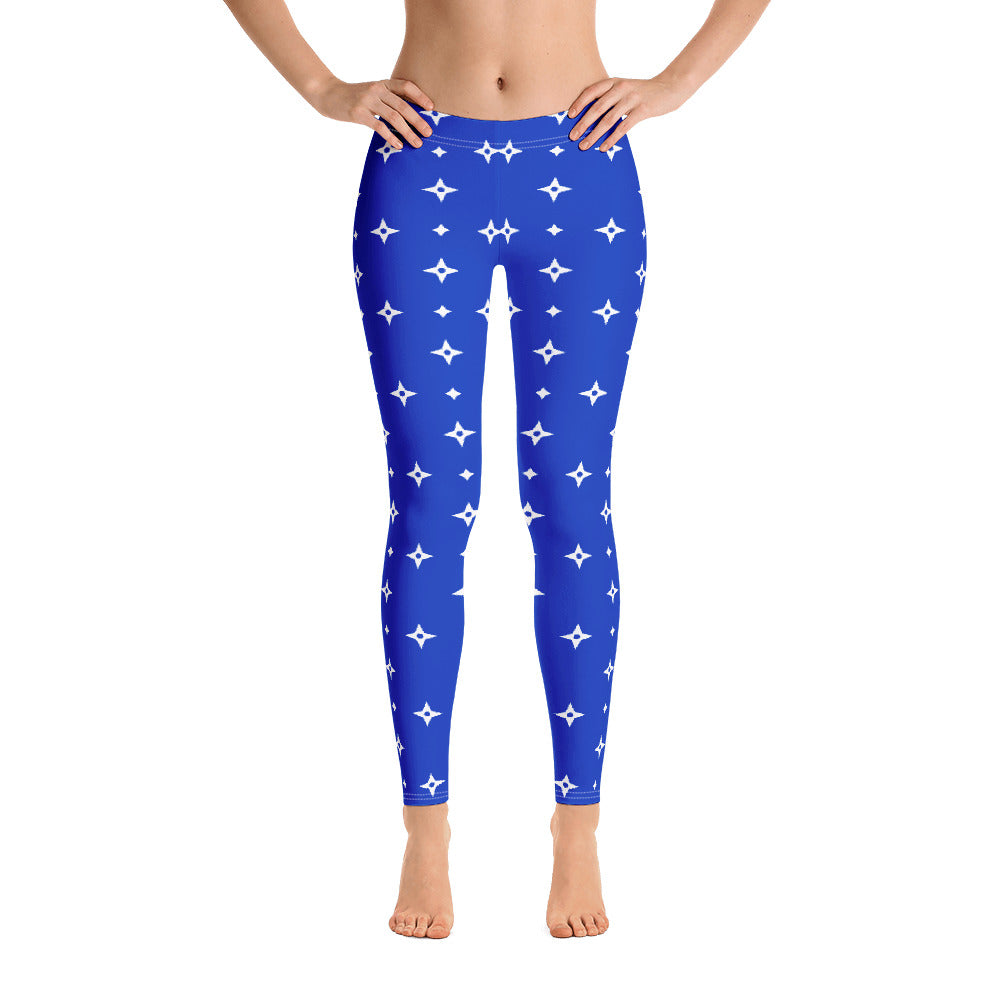 Royal Blue Stars Leggings for Women, Monogram Printed Yoga Pants Cute Print  Graphic Workout Running Gym Designer Tights Gift Her Activewear