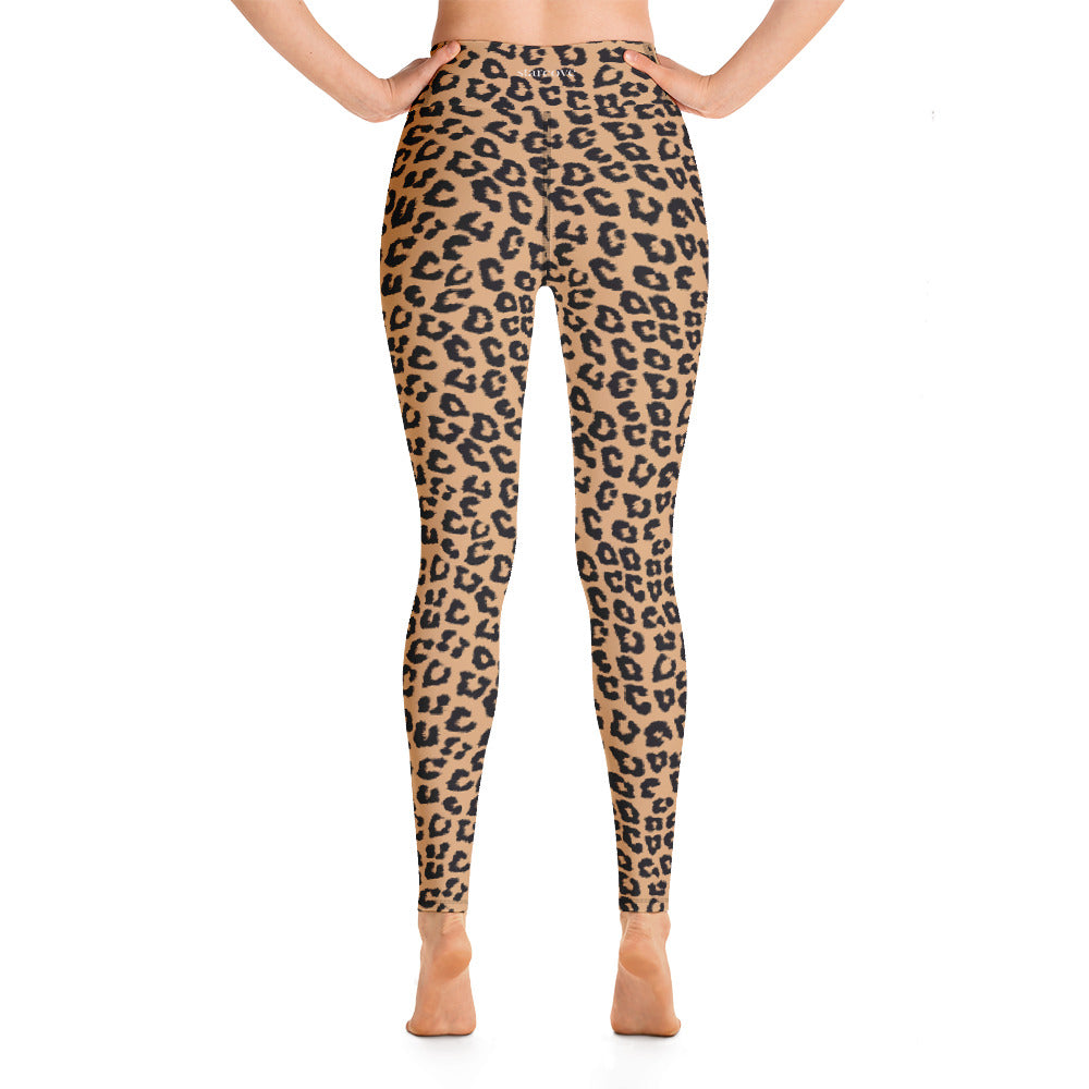 Leopard Yoga High Waist Leggings for Women, Animal Print Cheetah Printed Pants Cute Graphic Workout Running Gym Fun Designer Gift Her Activewear Starcove Fashion