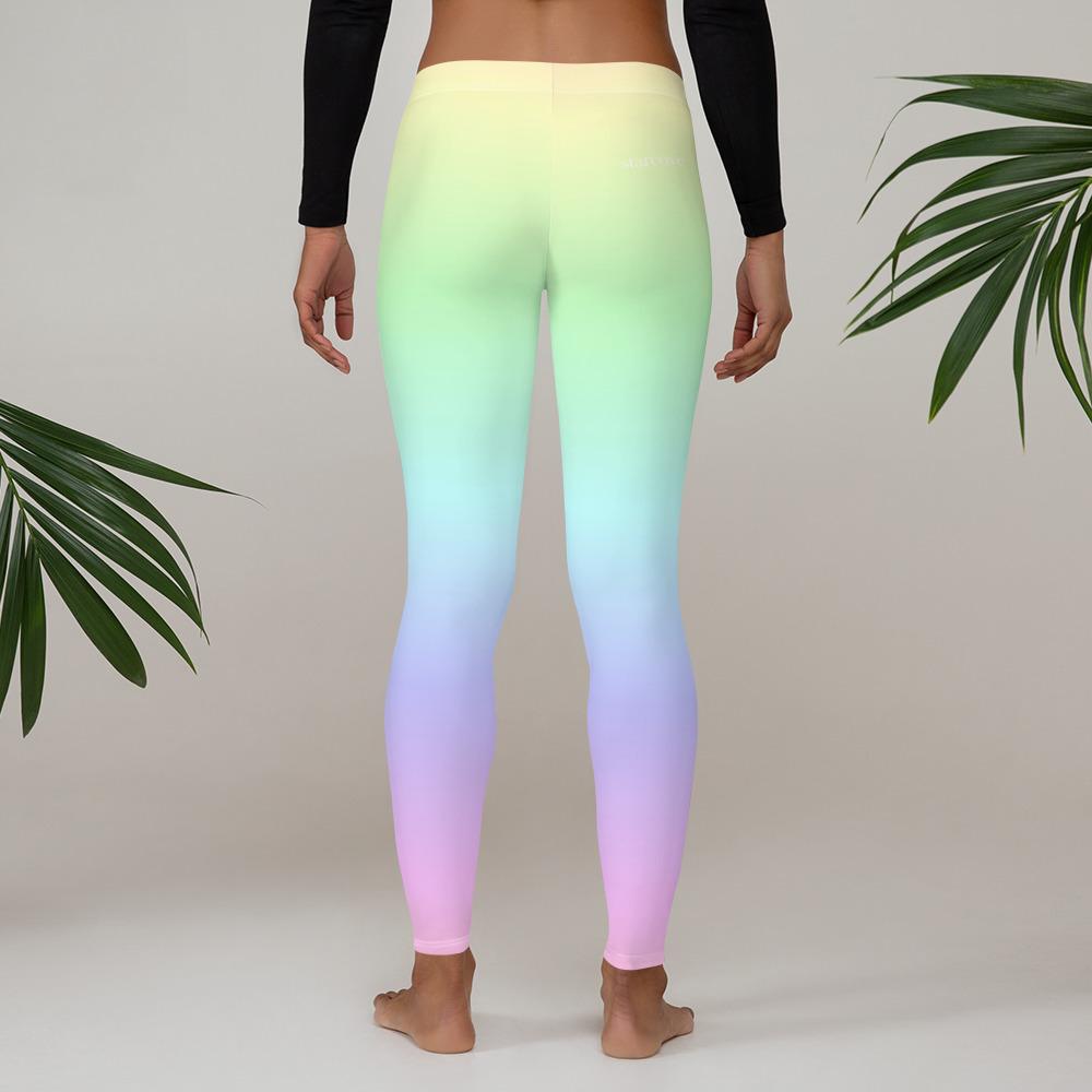 Pastel Rainbow Leggings, Tie Dye Leggings, Pastel Yoga Pants, Kawaii Goth Pink Purple, Printed Ombre Colorful Workout Leggings for Women Starcove Fashion