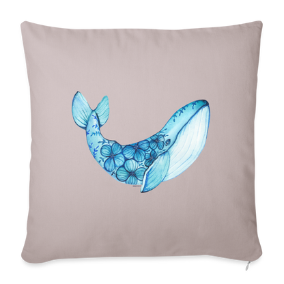 Blue Whale Pillow Case, Watercolor Ocean Square Cotton Throw Decorative Cover Room Décor Floor Couch Cushion 18 x 18" - light taupe
