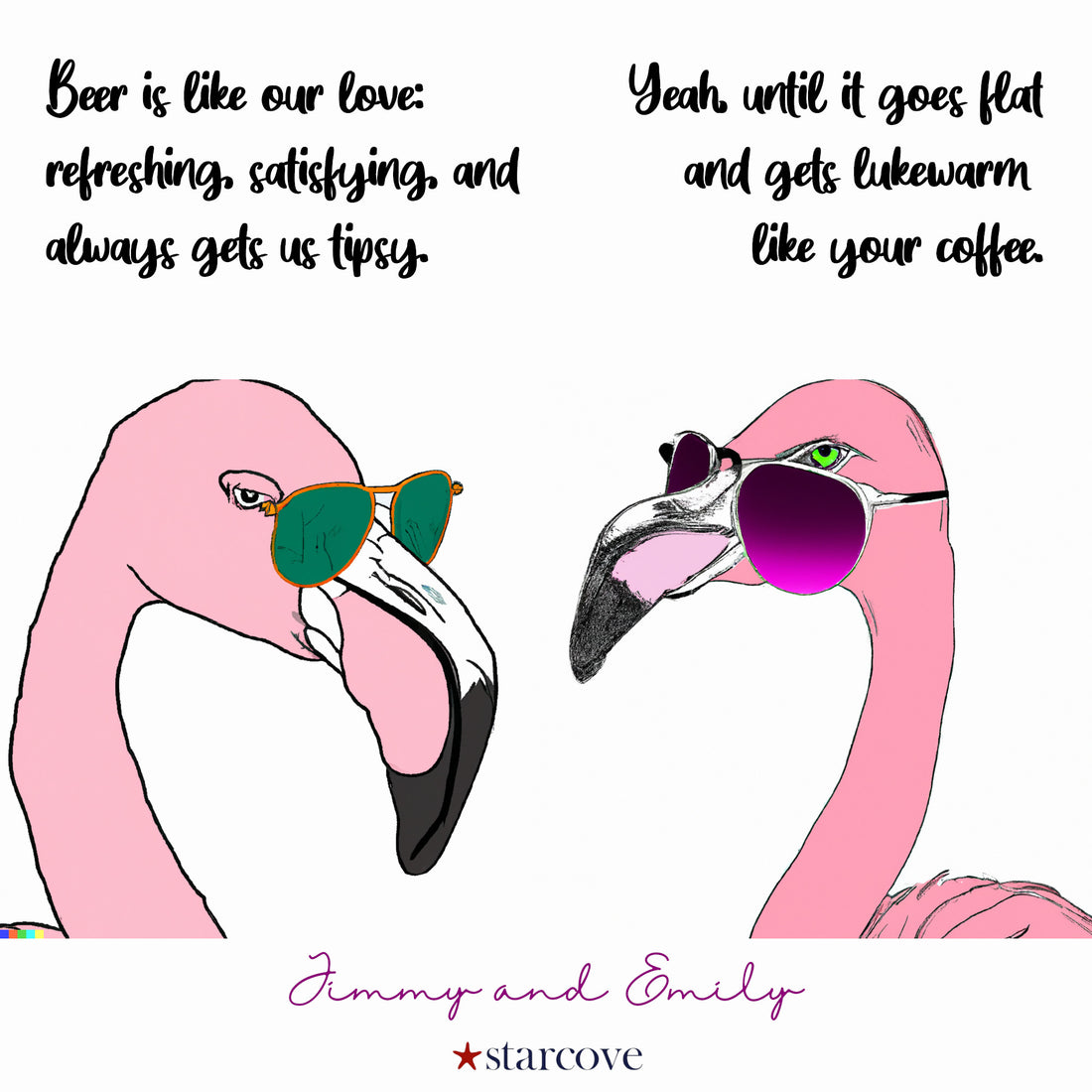 Get Ready to Laugh: Meet Emily and Jimmy, the Hilarious Flamingo Couple of Our New Couples Humor Comic Series