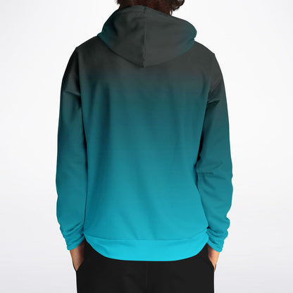 Blue Green Ombre Hoodie, Gradient Teal Aqua Tie Dye Pullover Men Women Adult Aesthetic Graphic Cotton Hooded Sweatshirt with Pockets