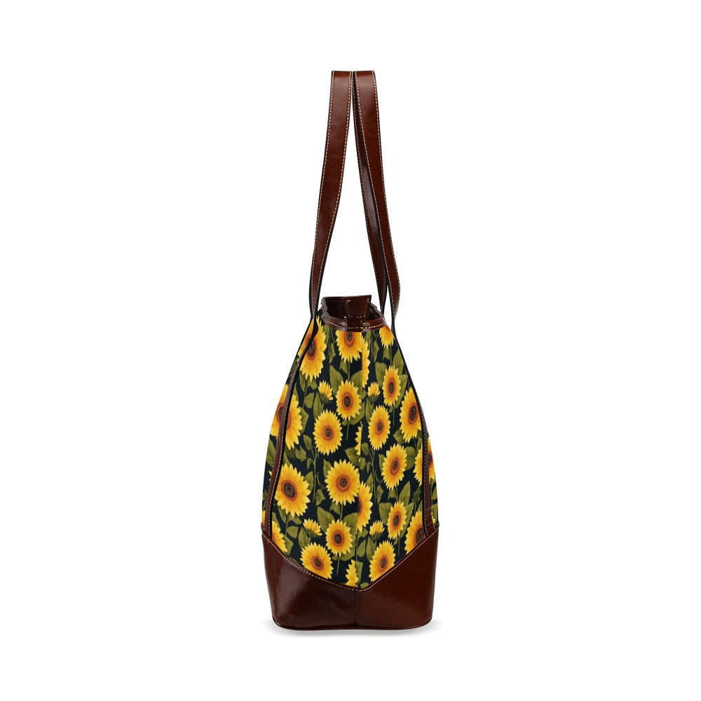 Sunflower Canvas Tote Bag Zipper, Floral Waterproof Pockets Beach Pool Designer Fabric Shoulder Handbag Women Work Purse Travel Carry On Sunflower Canvas Tote Bag Zipper, Floral Waterproof Pockets Beach Pool Designer Fabric Shoulder Handbag Women Work Purse Travel Carry On