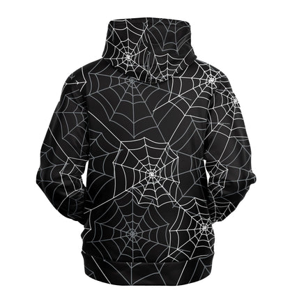 Spiderweb Hoodie, Halloween Black Creepy Pullover Men Women Adult Aesthetic Graphic Cotton Hooded Sweatshirt with Pockets Designer Plus Size