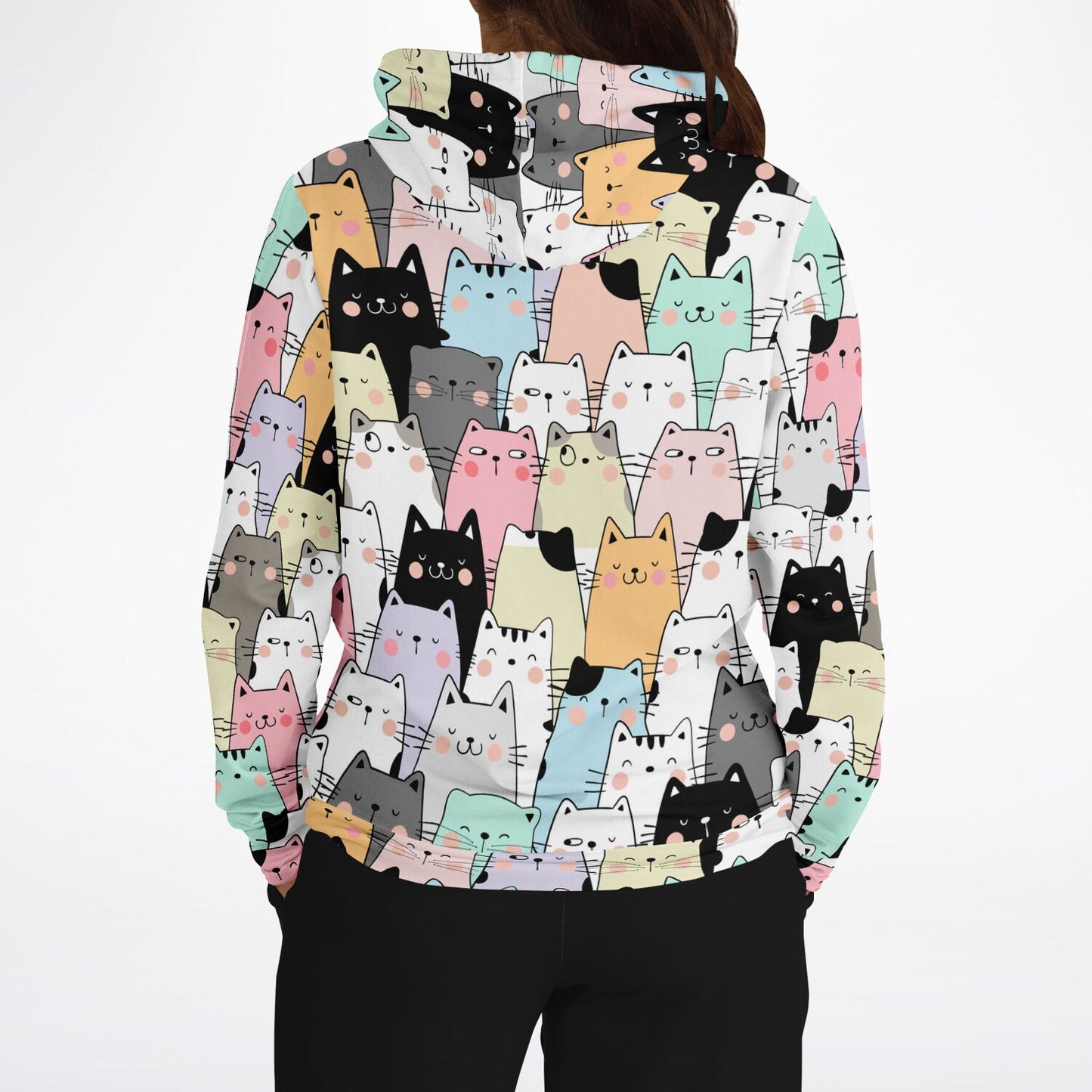 Cats Hoodie, Kittens Animal Pullover Men Women Adult Aesthetic Graphic Cotton Hooded Sweatshirt with Pockets Designer Plus Size