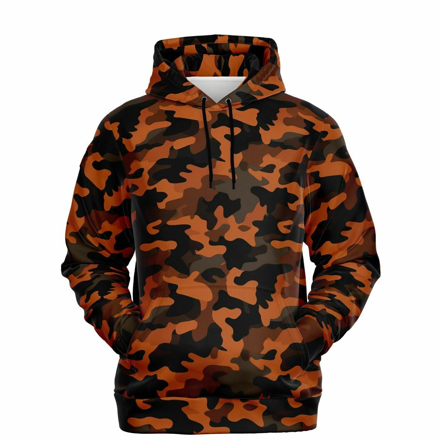 Black and Orange Camo Hoodie, Camouflage Pullover Men Women Adult Aesthetic Graphic Cotton Hooded Sweatshirt with Pockets Starcove Fashion