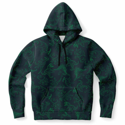 Dinosaur Hoodie, Dino Trex Green Pullover Men Women Male Ladies Adult Aesthetic Graphic Cotton Hooded Sweatshirt with Pockets