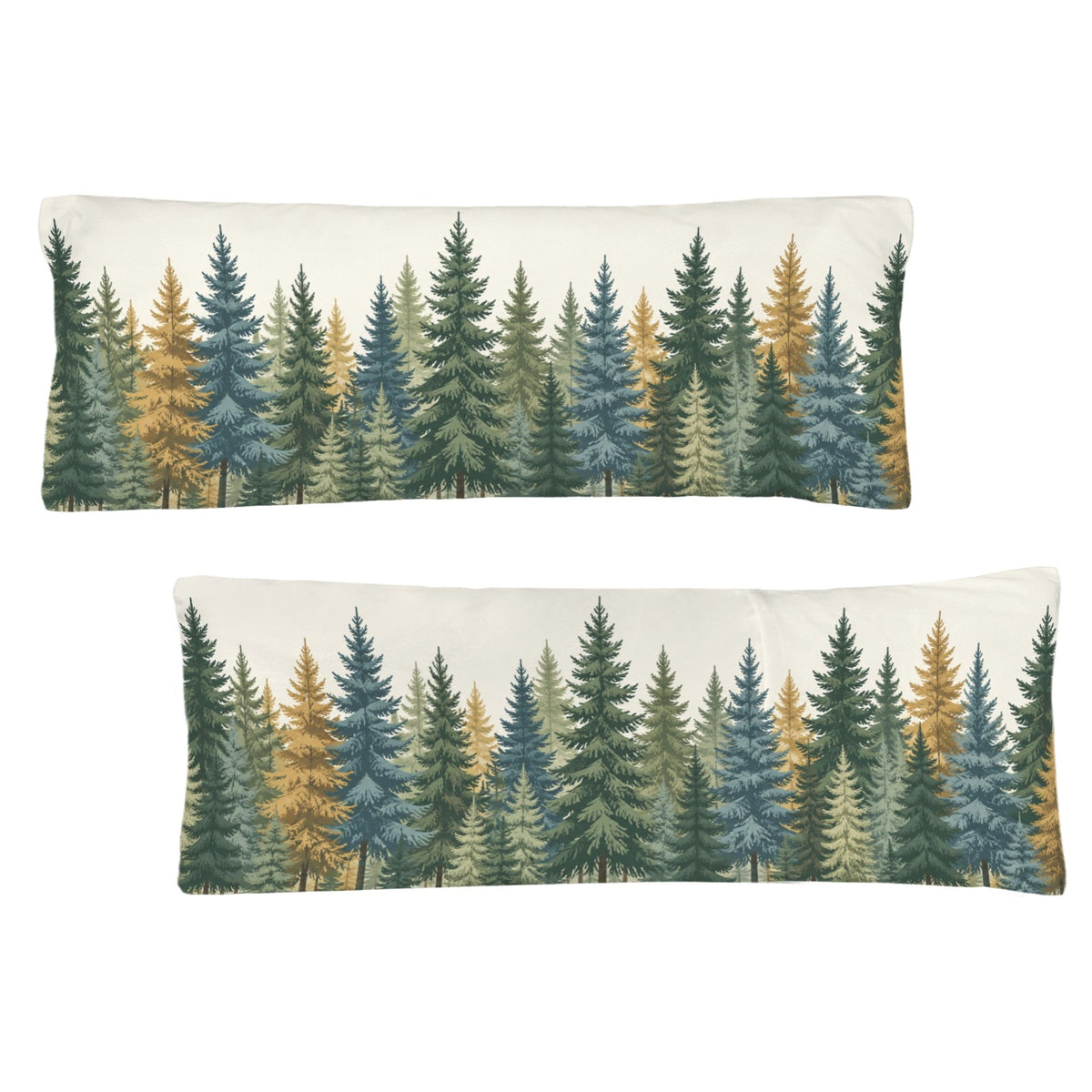 Forest Evergreen Body Pillow Case, Pine Tree Woodland Nature Green Rustic Long Large Bed Accent Pillowcase Print Throw Decorative Cover