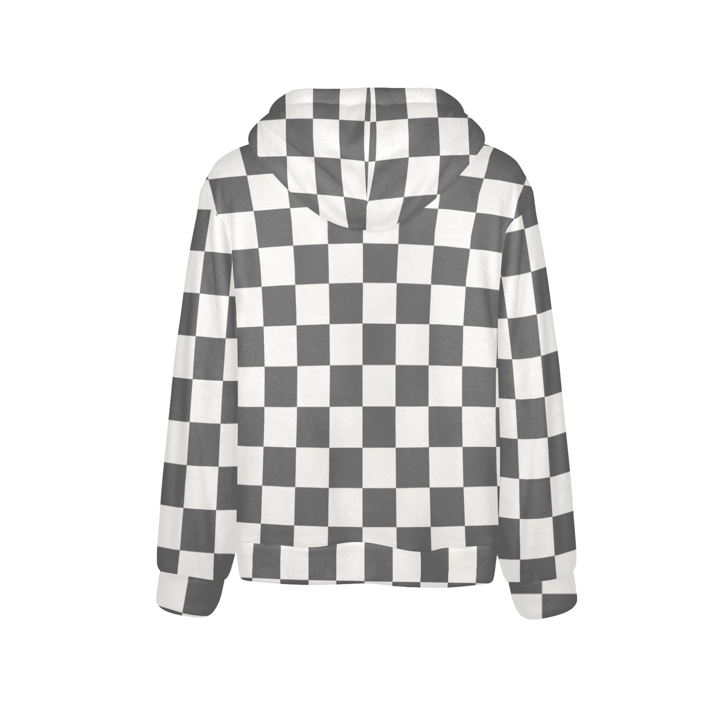 Checkered Flannel Hoodie, Brown Grey White Check Fleece Lined Heavyweight Pocket Men Women Unisex Graphic Hooded Sweatshirt Jacket