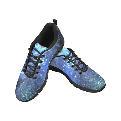 Galaxy Men Breathable Sneakers, Space Blue Stars Universe Pattern Print Lace Up Comfortable Designer Casual Mesh Dress Shoes Trainers