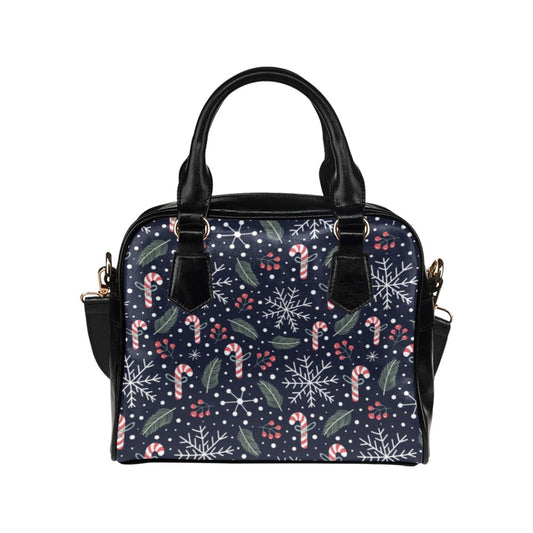 Christmas Purse, Candy Cane Festive Holidays Xmas Winter Cute Small Shoulder Zip Bag Vegan Leather Women Designer Handbag Crossbody Ladies