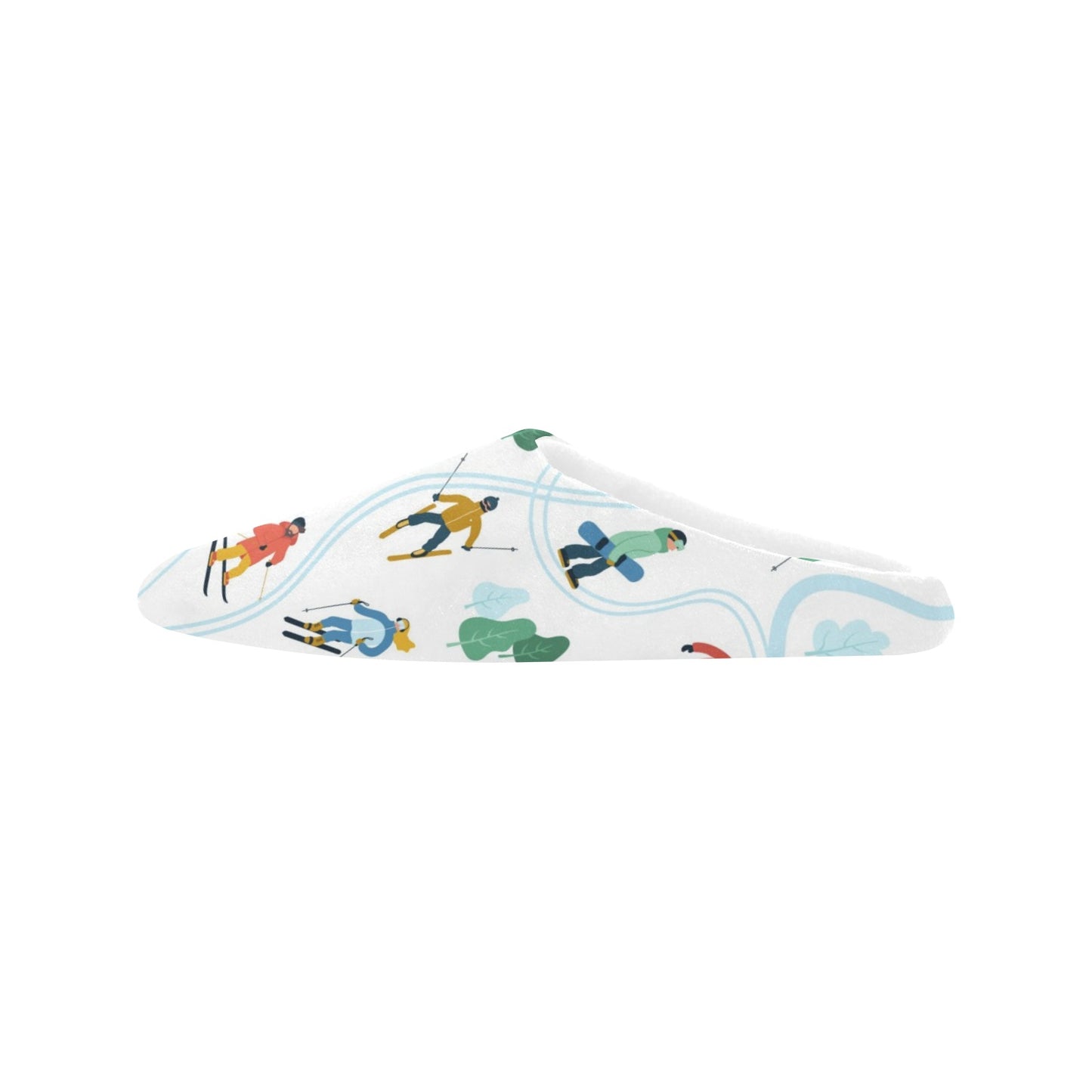 Ski Women's Slippers, Snowboard Skiing Winter Sports Ladies House Slide Cute Handmade Bedroom Warm Winter Cozy Designer Slip On Cotton Shoes