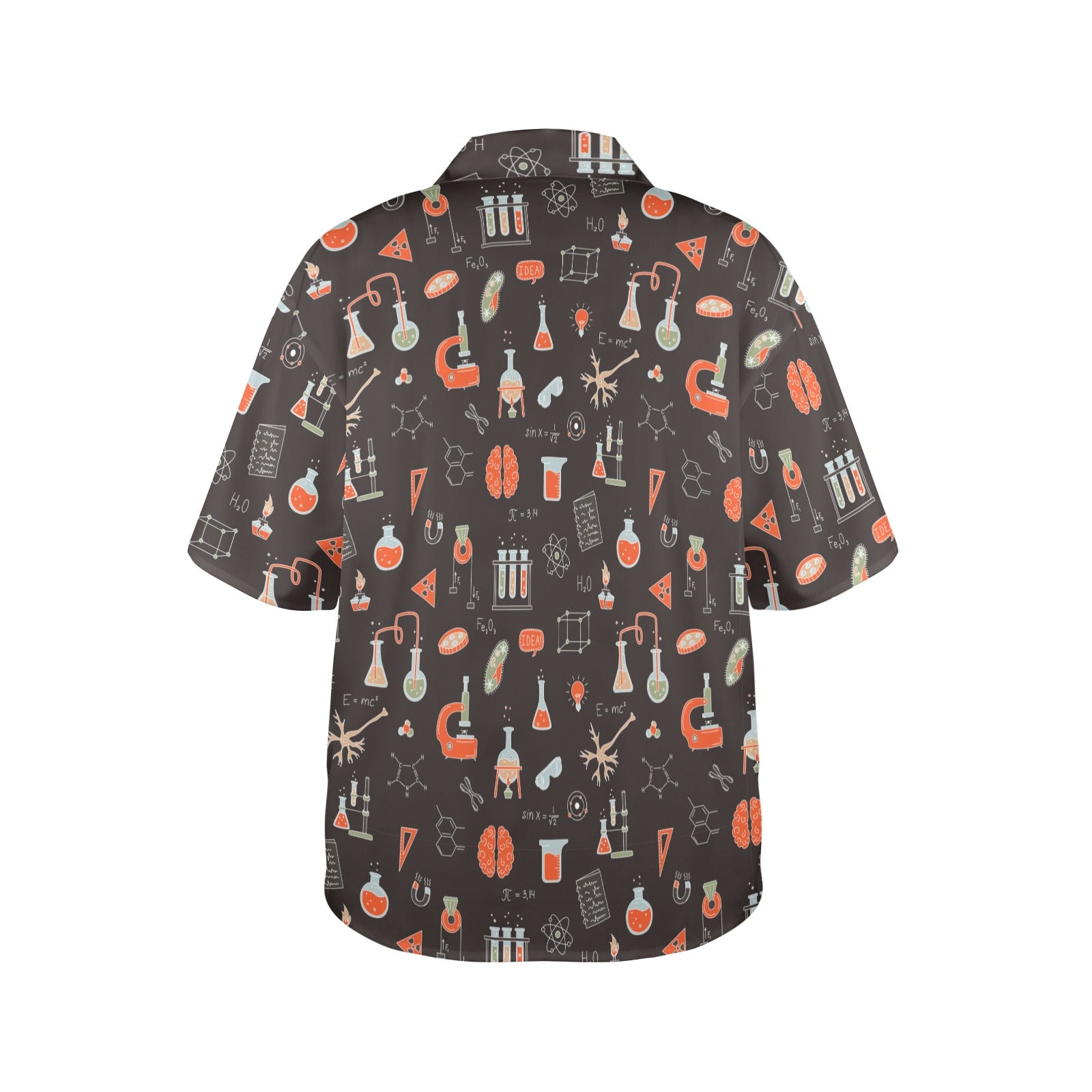 Science Geek Women Hawaiian shirt, Medicine Nerdy Labo Summer Tropical Print Vintage Hawaii Aloha Button Up Down Plus Size Ladies Blouse - Starcove Fashion