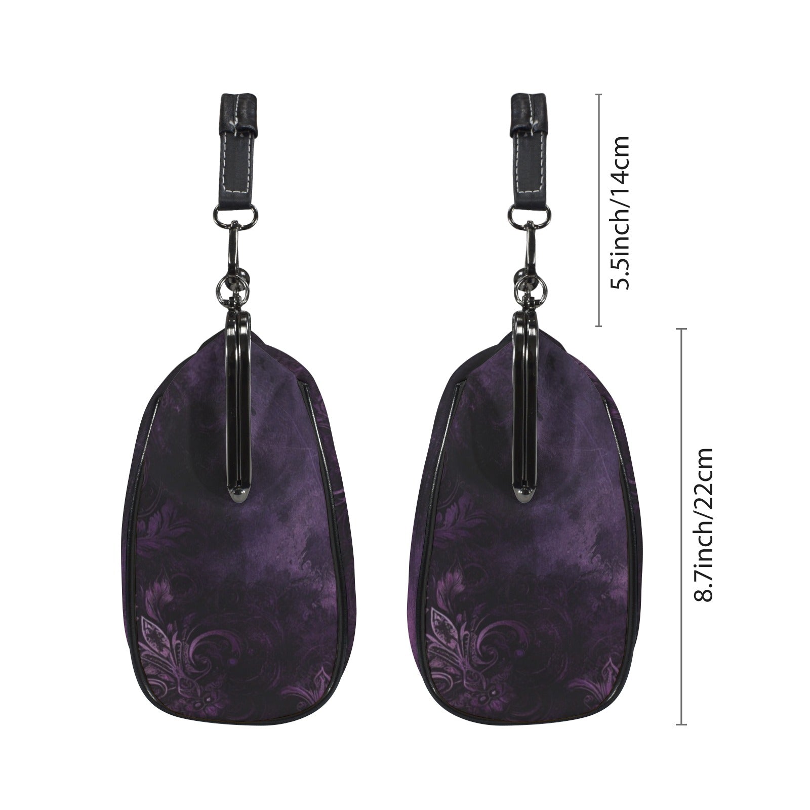 Purple Kiss Lock Purse Handbag, Pink Black Grunge Gothic Dark Print Vegan Leather Vintage Designer Shoulder Crossbody Top Handle Clasp Bag - Starcove Fashion