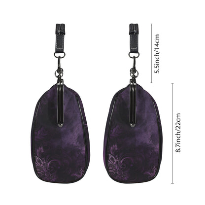 Purple Kiss Lock Purse Handbag, Pink Black Grunge Gothic Dark Print Vegan Leather Vintage Designer Shoulder Crossbody Top Handle Clasp Bag - Starcove Fashion