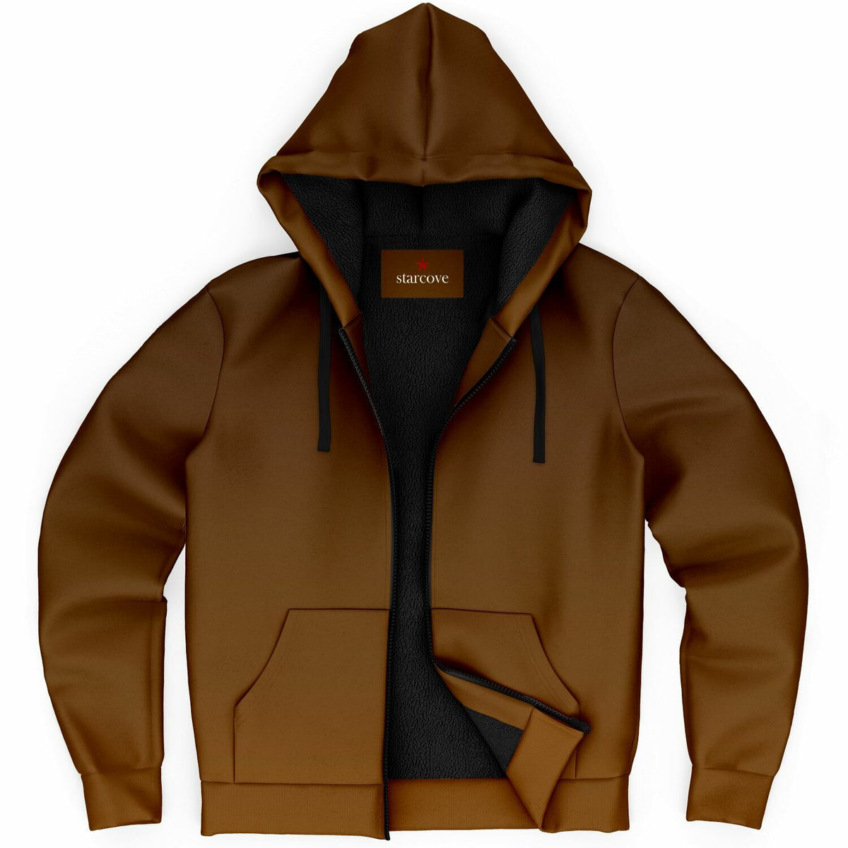 Brown Ombre Zip Up Fleece Lined Hoodie, Gradient Heavyweight Full Zipper Pocket Men Women Unisex Aesthetic Graphic Hooded Sweatshirt Jacket