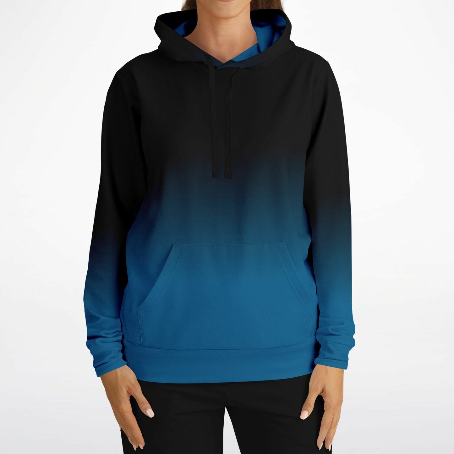 Black Blue Ombre Hoodie, Tie Dye Gradient Pullover Men Women Adult Aesthetic Cotton Hooded Sweatshirt with Pockets Designer Plus Size