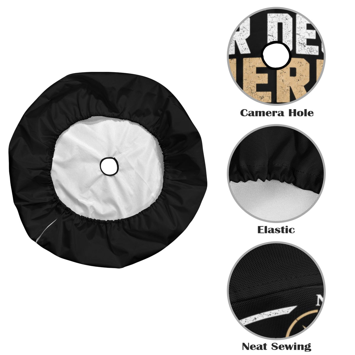Custom Spare Tire Cover, Personalized Photo Text Logo Back Wheel Backup Camera Hole Auto Vehicle Unique Camping Design RV Back Gift