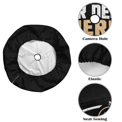 Custom Spare Tire Cover, Personalized Photo Text Logo Back Wheel Backup Camera Hole Auto Vehicle Unique Camping Design RV Back Gift