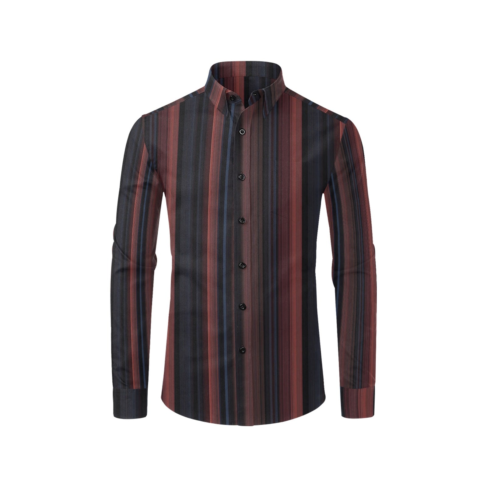 Dark Maroon Striped Long Sleeve Men Button Up Shirt, Navy Blue Vertical Print Guys Male Buttoned Collared Casual Dress Shirt Chest Pocket 3XL Dark Maroon Striped Long Sleeve Men Button Up Shirt, Navy Blue Vertical Print Guys Male Buttoned Collared Casual Dress Shirt Chest Pocket 3XL
