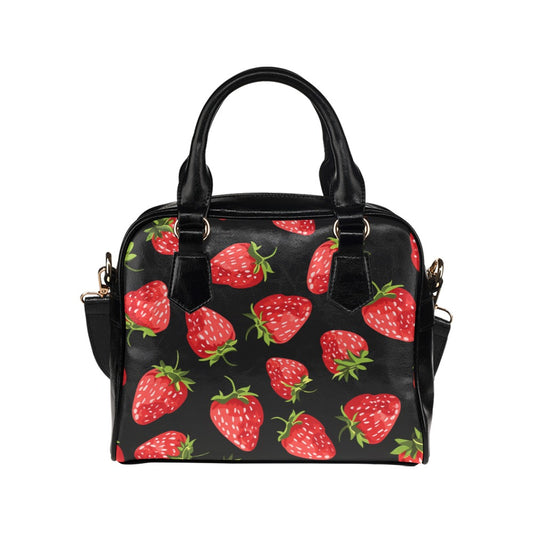 Strawberry Purse, Summer Red Fruit Floral Pattern Cute Small Shoulder Zip Bag Vegan Leather Women Designer Handbag Crossbody Ladies