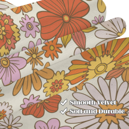 Pink Floral Window Curtain, Groovy Flowers Retro Kitchen Living Room Bedroom Bathroom Fabric Rod Pocket Decor Housewarming Home 63 Inch