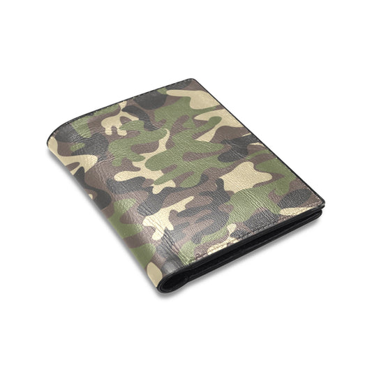 Camo Male Men Wallets, Green Camouflage Guys Designer Card Holder Keeper Gents Slim Thin Bi Fold Luxury Minimalist