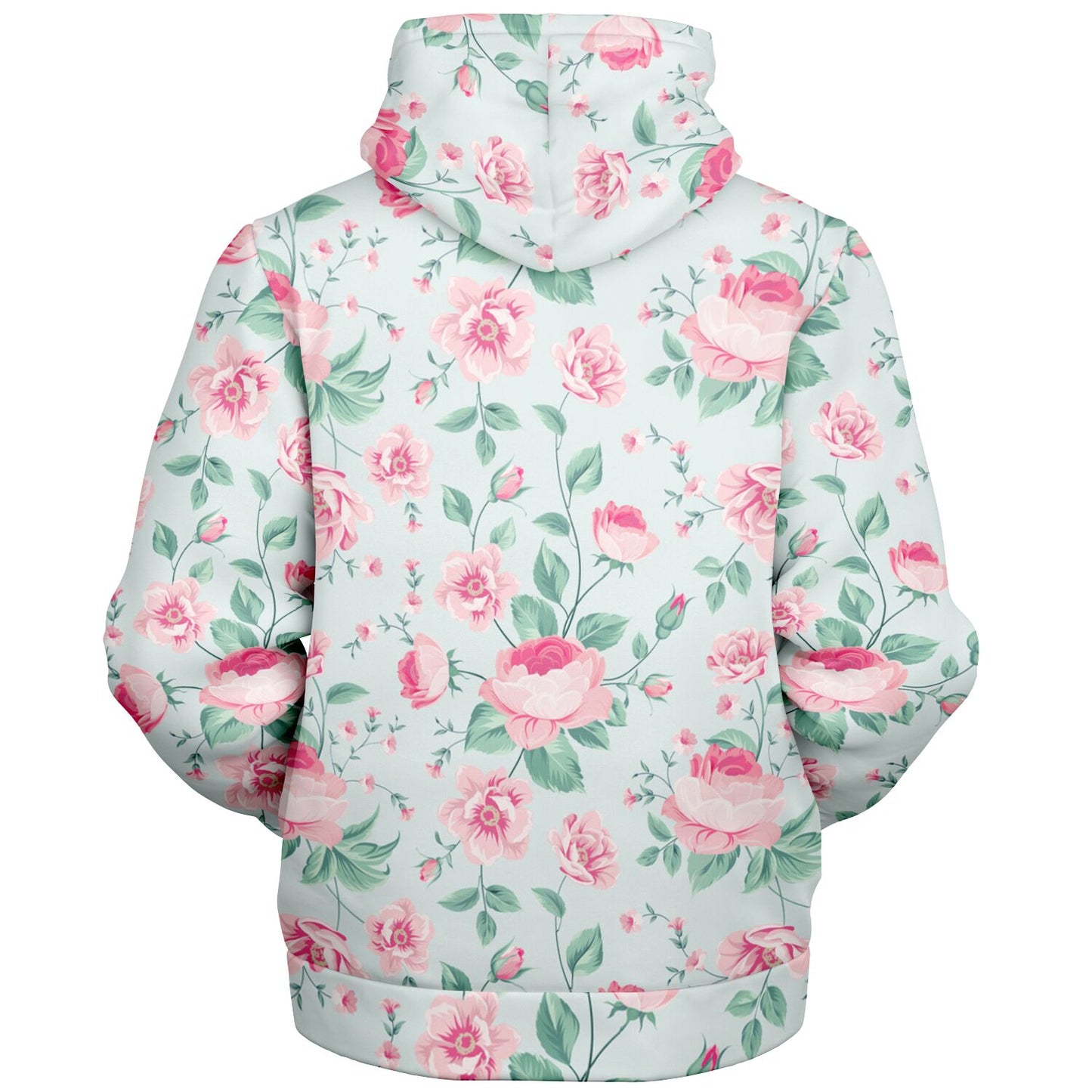 Pink Green Floral Zip Up Fleece Lined Hoodie, Flowers Peony Blossom Heavyweight Full Zipper Pocket Men Women Unisex Hooded Sweatshirt Jacket