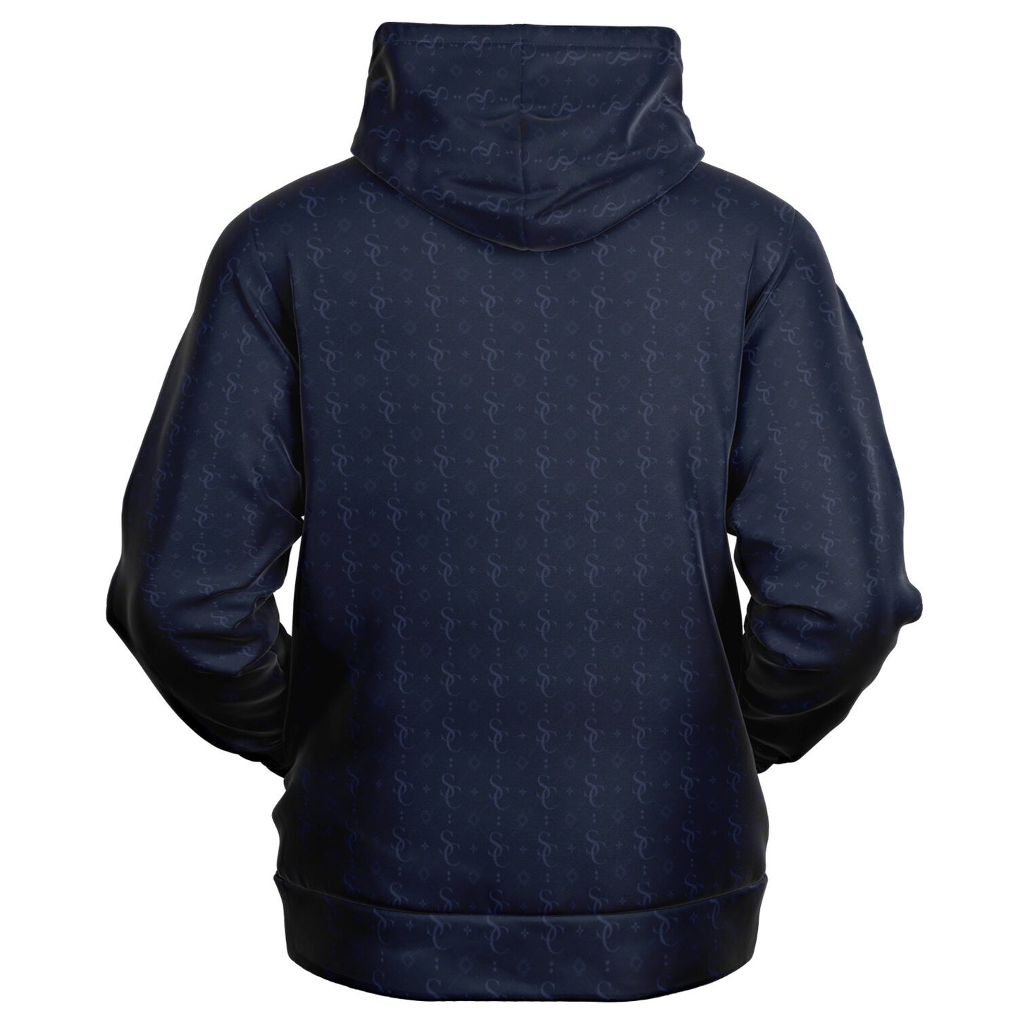 Navy Blue Zip Up Hoodie, Geometric Monogram Pattern Full Zipper Pocket Men Women Unisex Aesthetic Graphic Cotton Fleece Hooded Sweatshirt - Starcove Fashion
