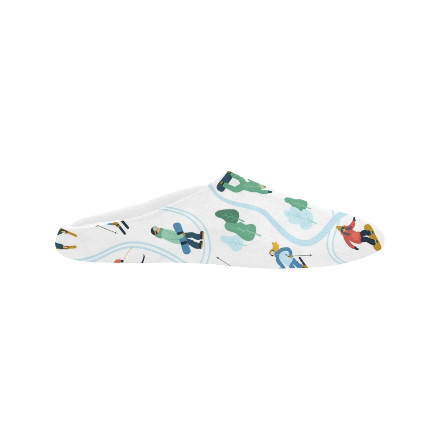 Ski Women's Slippers, Snowboard Skiing Winter Sports Ladies House Slide Cute Handmade Bedroom Warm Winter Cozy Designer Slip On Cotton Shoes