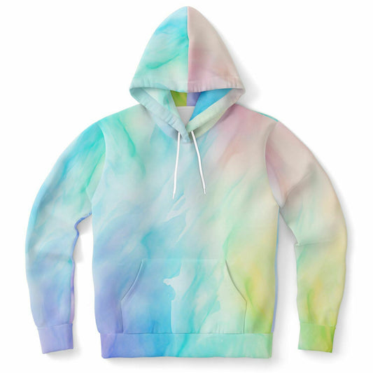 Rainbow Pastel Tie Dye Hoodie, Blue Green Pullover Men Women Adult Aesthetic Graphic Cotton Hooded Sweatshirt with Pockets Starcove Fashion