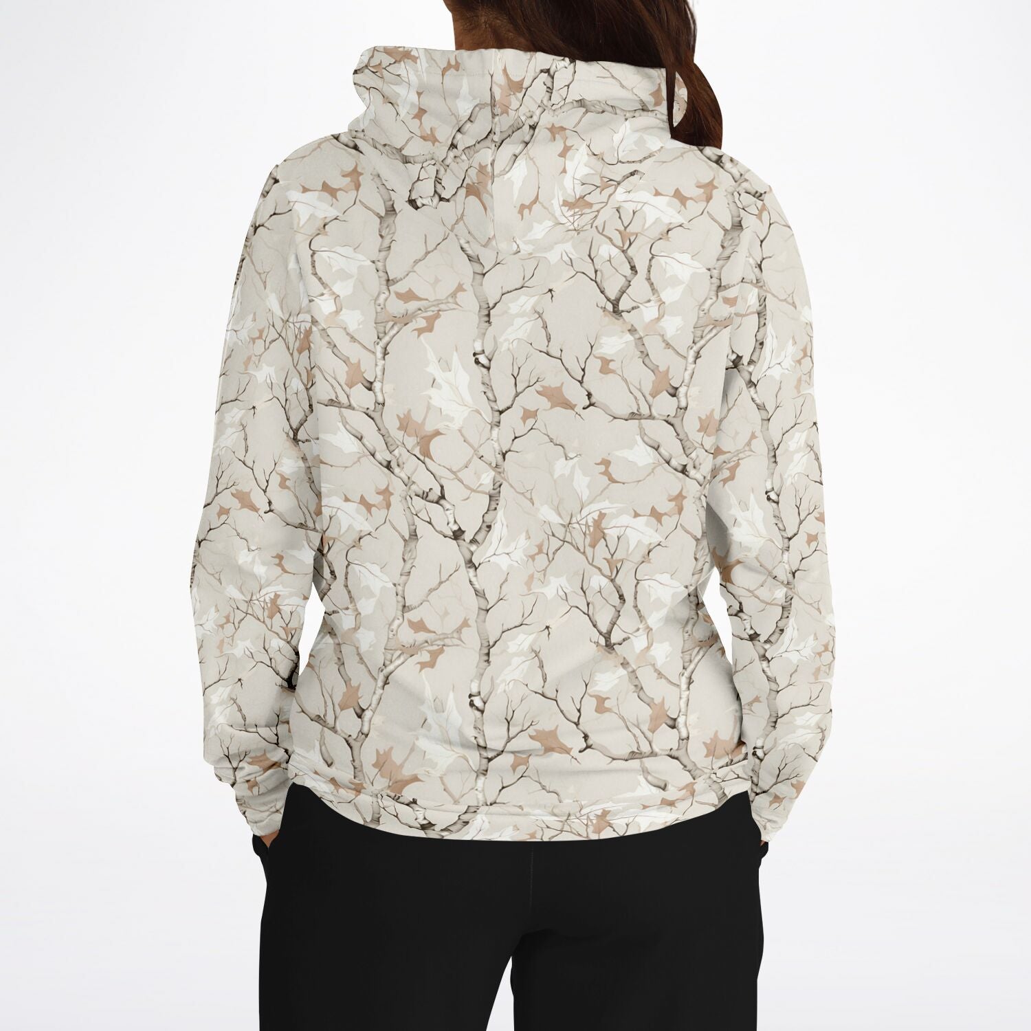 Real Camo Hoodie, Off White Cream Fall Leaf Camouflage Pullover Men Women Adult Aesthetic Graphic Cotton Hooded Sweatshirt Pockets Starcove Fashion