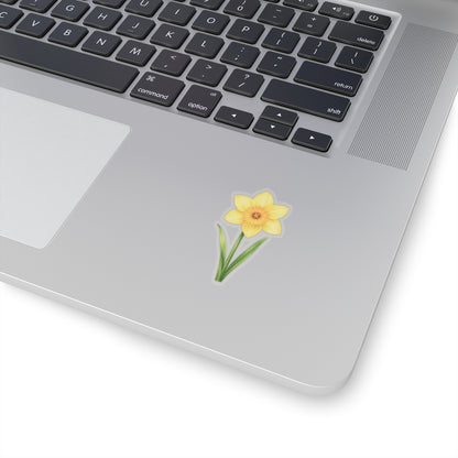 Yellow Daffodil Flower Sticker Decal, Blossom Floral Watercolor Art Vinyl Cute Waterbottle Tumbler Car Waterproof Bumper Clear Die Cut Wall - Starcove Fashion