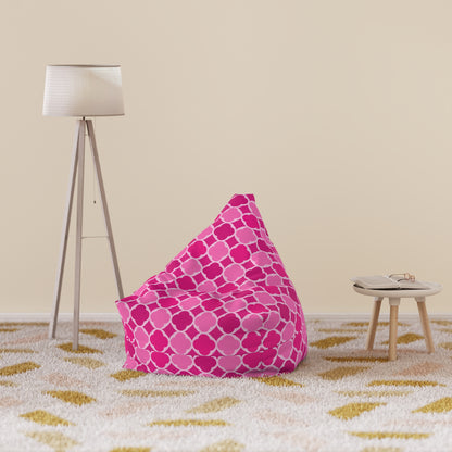 Bright Pink Geometric Bean Bag Chair Cover, Petal Washable Triangle Furniture Small Large Adult Children Kids Playroom Apartment Dorm Decor