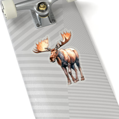 Moose Sticker Decal, Animal Watercolor Art Vinyl Laptop Cute Waterbottle Tumbler Car Waterproof Bumper Clear Aesthetic Wall