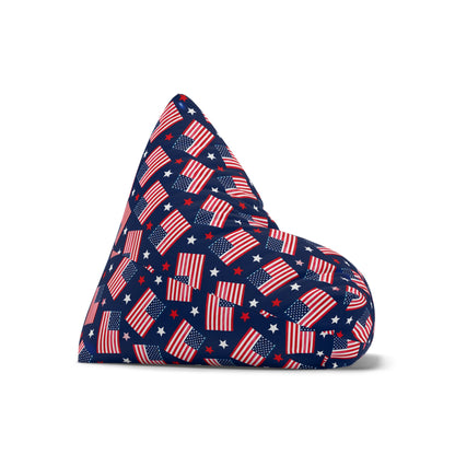 American Flag Bean Bag Chair Cover, Patriotic USA Stars and Stripes Washable Triangle Furniture Small Large Adult Children Kids Sofa Dorm