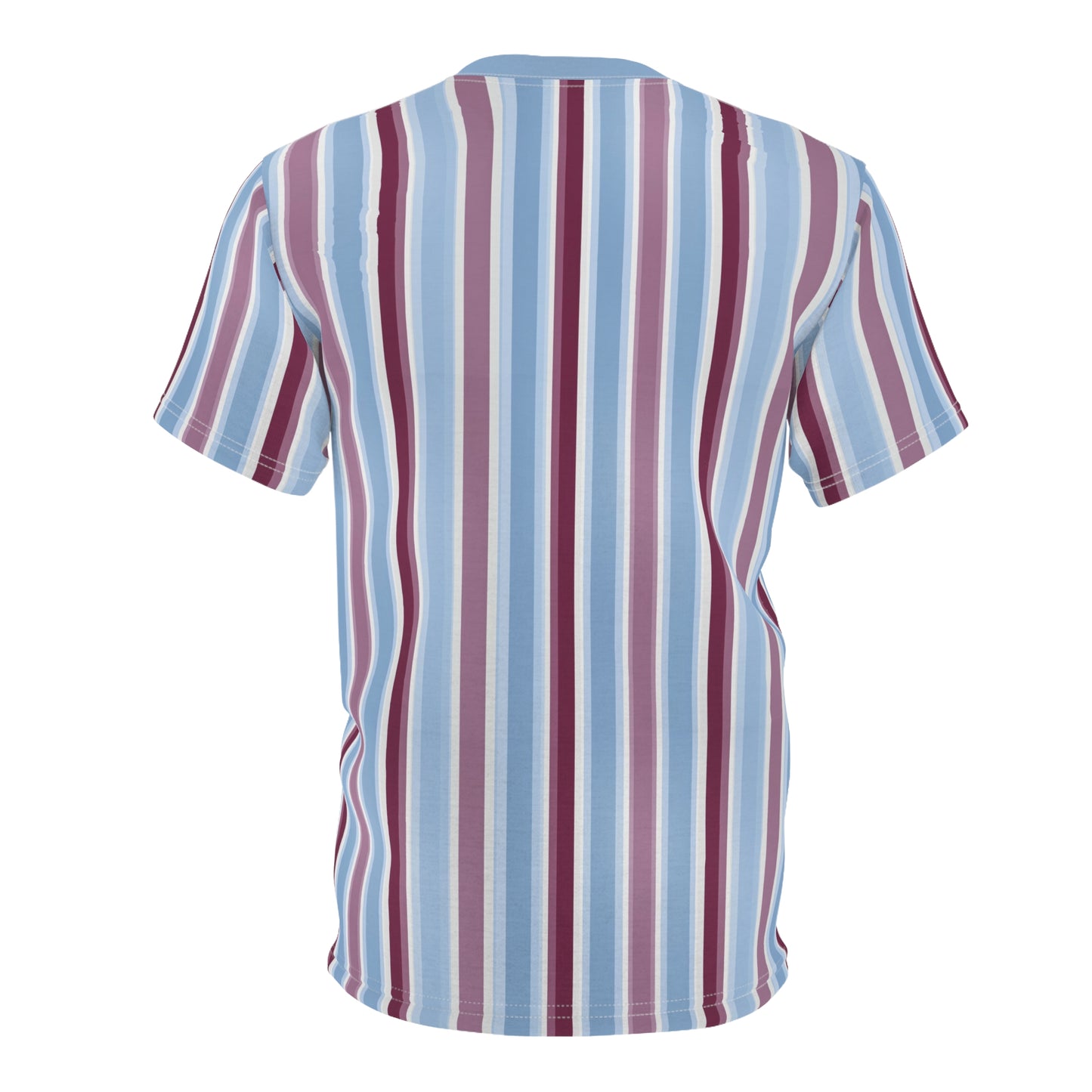 Blue Burgundy Striped Tshirt, Vertical Stripe Designer Aesthetic Lightweight Heavyweight Crewneck Men Women Tee Top Short Sleeve Shirt